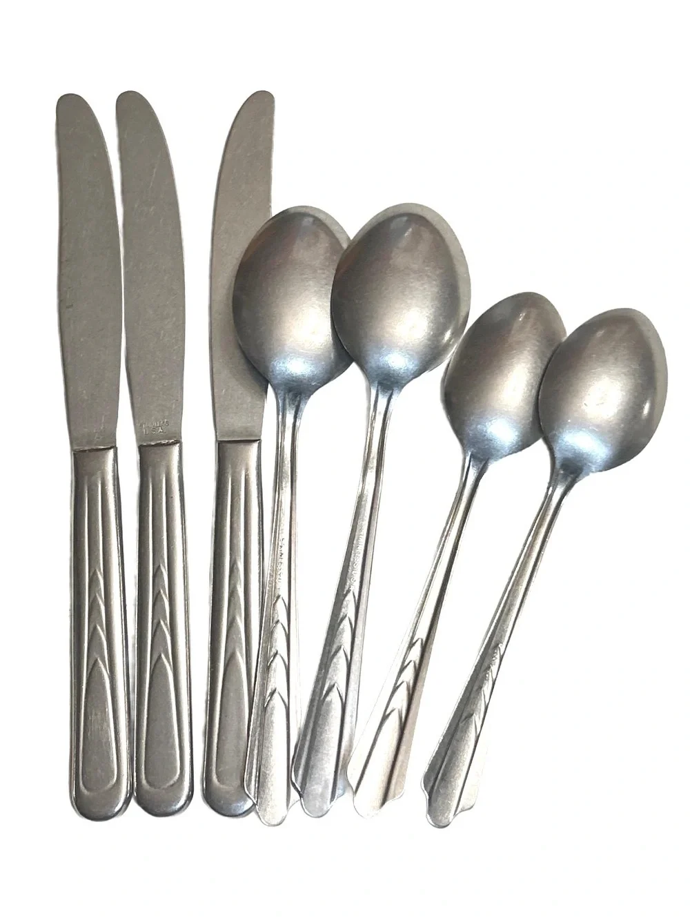 EKCO EKS7 Chevron Pattern Vintage Flatware,Mixed Lot of Seven Pieces